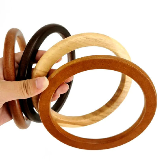 1 pair Round shaped Wooden Handle Replacement DIY Purse Handbag Bag Handles Ring Portable Bag Strap Tote Bag Accessories